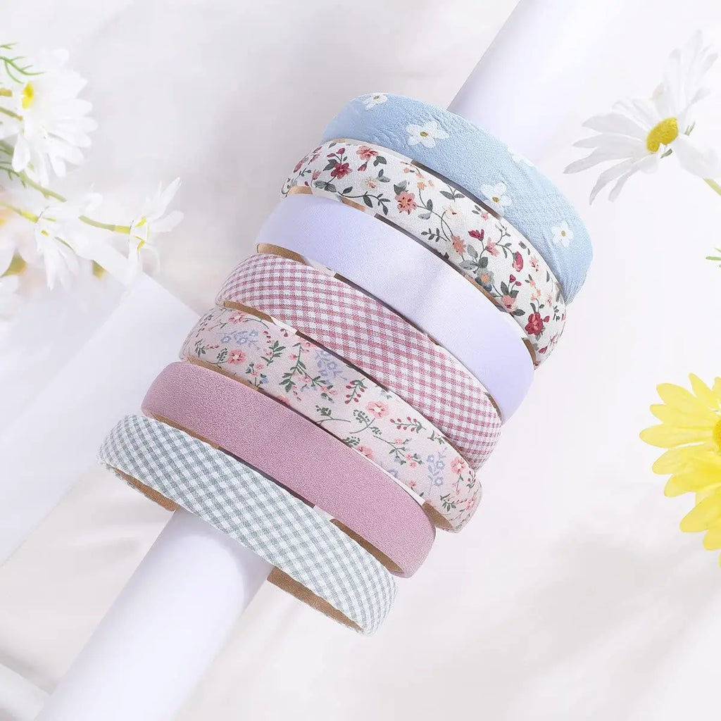 7Pcs Fashion Women Hair Band Floral Print Headbands Girls Simple Hairband Printed Hair Hoop Female Hair Accessories Headwear