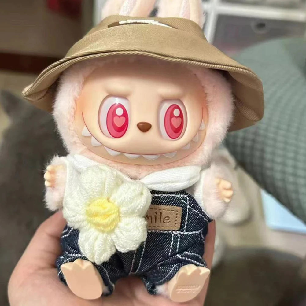 For Labubu'S Clothes Plush Kawaii Doll Clothes Striped Sweater Outfit Match with Hat Pendant Labubu Clothes Accessories