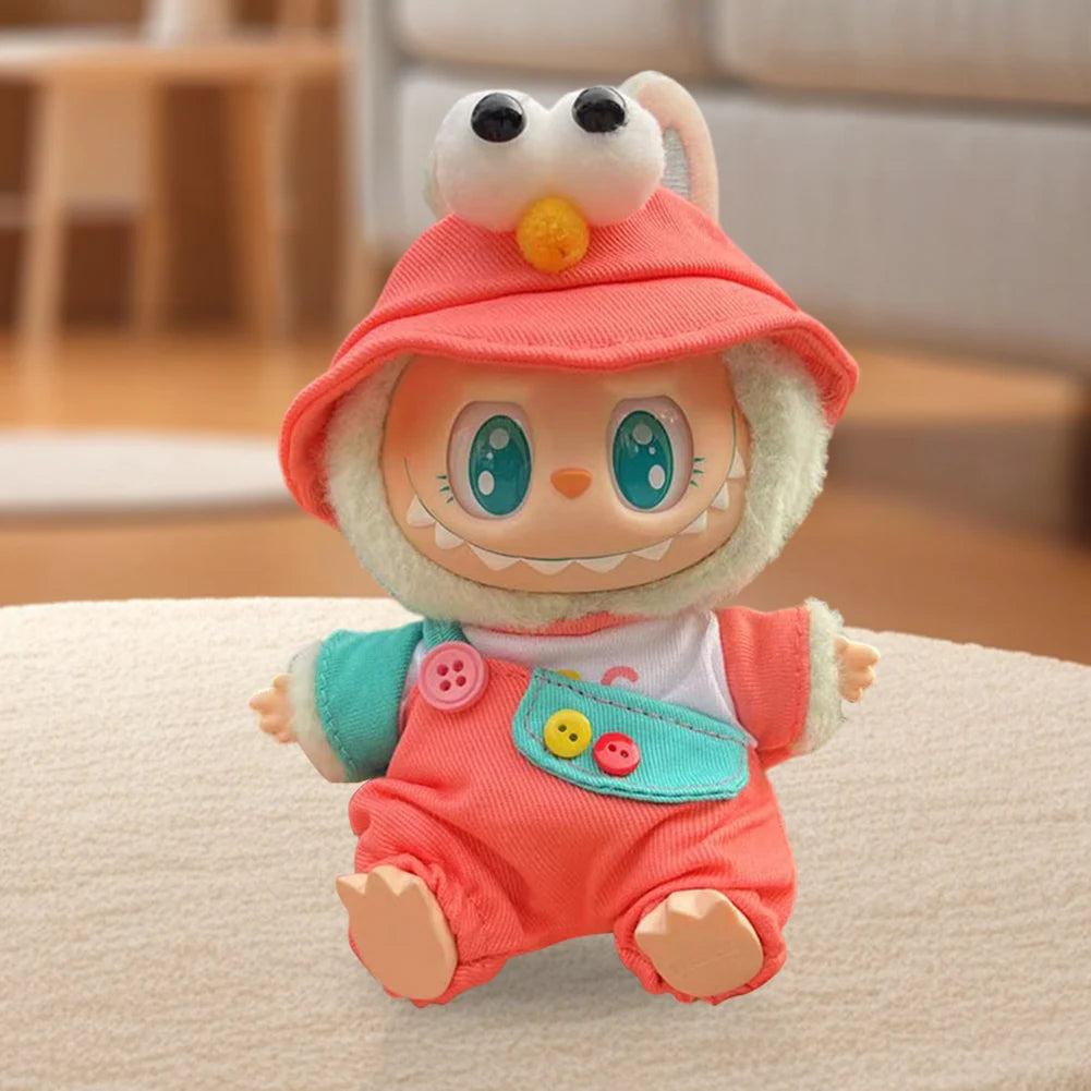 For Labubu'S Clothes Plush Kawaii Doll Clothes Striped Sweater Outfit Match with Hat Pendant Labubu Clothes Accessories