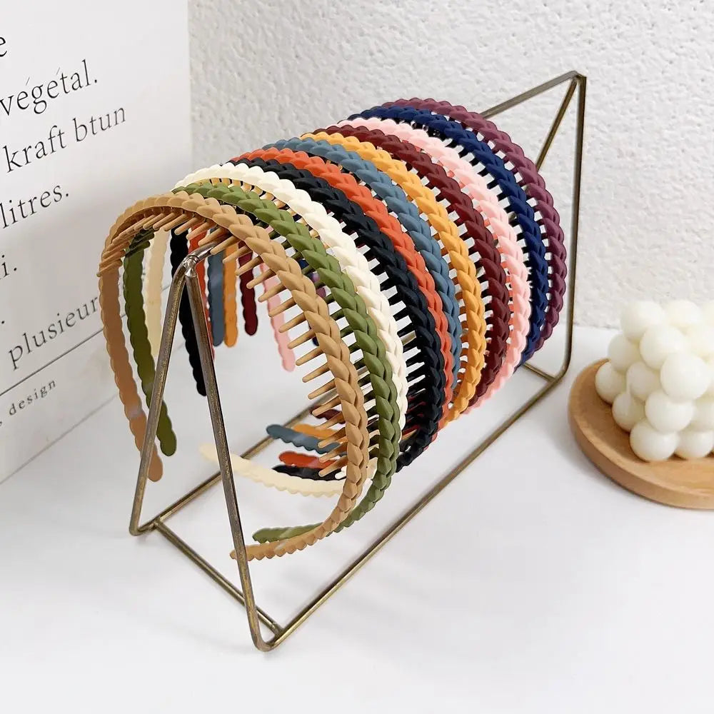 2023 Girls Fashion Head Hoop with Teeth Frosted Braid Headband Non-slip Hairband Hair Fixing Headwear Hair Styling Accessories