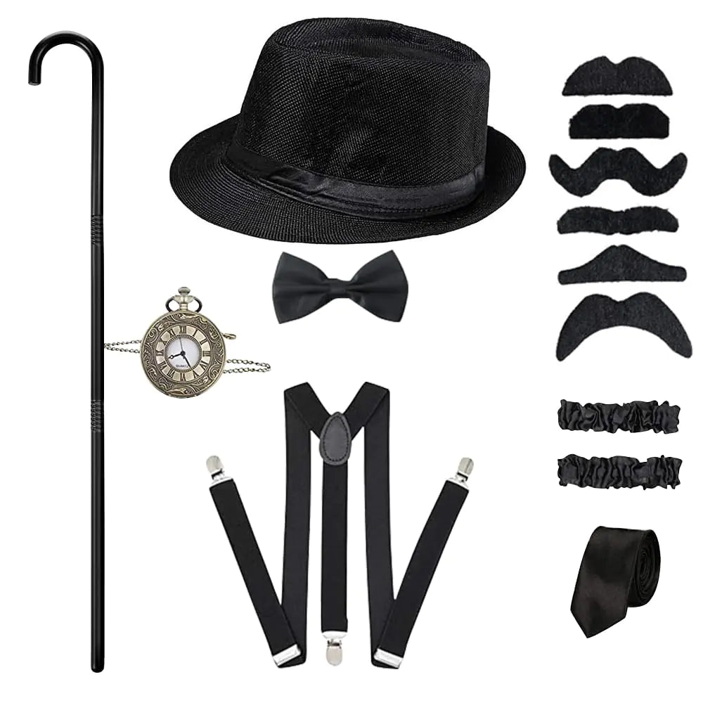 Osznmmg 1920s Mens Costume Accessories 20s Costumes Gangster Roaring Accessories vintage 1920S accessories for men mens gatsby costume 1920s for Party Cosplay