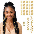JJUNW 28 Pcs Hair Bands Gold Braid Beads Accessories Hair Accessories In Various Styles Metal Braid Headband Clips For Women Pirate Hair Accessories Cosplay And Daily Hair Accessories(Golden)